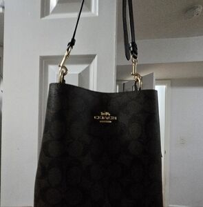Coach Dark Brown Signature Shoulder Bag